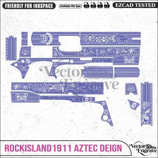Vector RockIsland1911 AZTEC Engraving Design SVG | Laser Vector Engrave File | Ai | Svg | Dxf | Png