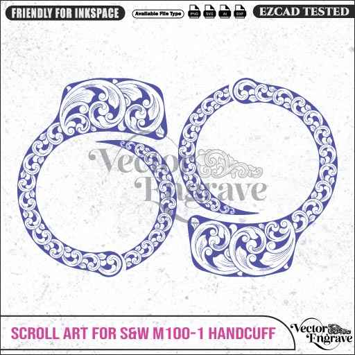 Vector S&W M100-1 Scroll Art Engraving Design SVG | Laser Vector Engrave File | Ai | Svg | Dxf | Png