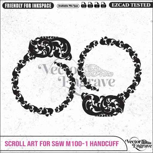 Vector S&W M100-1 Scroll Art Engraving Design SVG | Laser Vector Engrave File | Ai | Svg | Dxf | Png