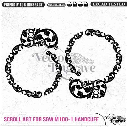 Vector S&W M100-1 Scroll Art Engraving Design SVG | Laser Vector Engrave File | Ai | Svg | Dxf | Png