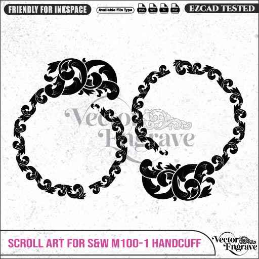 Vector S&W M100-1 Scroll Art Engraving Design SVG | Laser Vector Engrave File | Ai | Svg | Dxf | Png