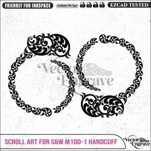Vector S&W M100-1 Scroll Art Engraving Design SVG | Laser Vector Engrave File | Ai | Svg | Dxf | Png