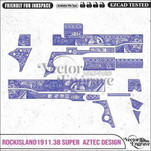 Vector RockIsland1911.38 Super AZTEC Engraving Design SVG | Laser Vector Engrave File | Ai | Svg | Dxf | Png