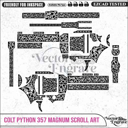 Colt Python .357 Magnum Svg Scroll Engraving Design - Premium Laser Vector File for Custom Metalwork - Vector EngravePersonalised Laser Engraved Gifts & Custom Keepsakes | VectorEngrave
