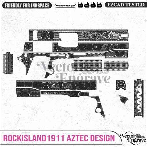 Vector RockIsland1911 AZTEC Engraving Design SVG | Laser Vector Engrave File | Ai | Svg | Dxf | Png