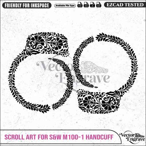 Vector S&W M100-1 Scroll Art Engraving Design SVG | Laser Vector Engrave File | Ai | Svg | Dxf | Png