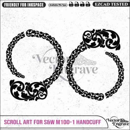Vector S&W M100-1 Scroll Art Engraving Design SVG | Laser Vector Engrave File | Ai | Svg | Dxf | Png