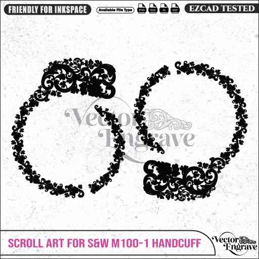 Vector S&W M100-1 Scroll Art Engraving Design SVG | Laser Vector Engrave File | Ai | Svg | Dxf | Png