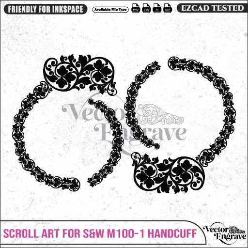 Vector S&W M100-1 Scroll Art Engraving Design SVG | Laser Vector Engrave File | Ai | Svg | Dxf | Png