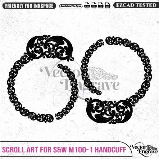 Vector S&W M100-1 Scroll Art Engraving Design SVG | Laser Vector Engrave File | Ai | Svg | Dxf | Png