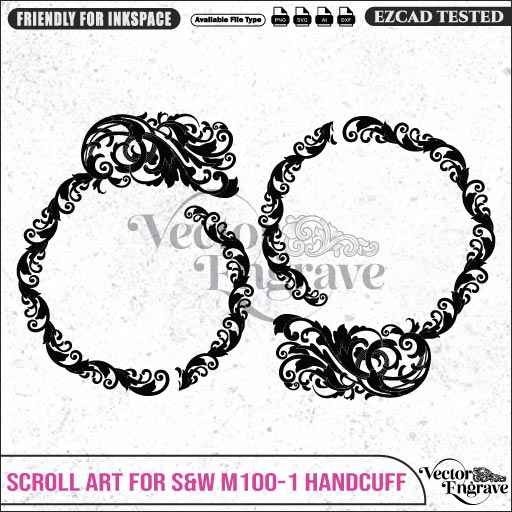 Vector S&W M100-1 Scroll Art Engraving Design SVG | Laser Vector Engrave File | Ai | Svg | Dxf | Png