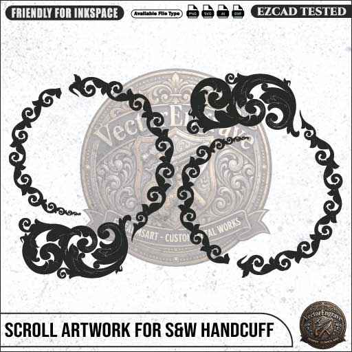 Vector S&W M100-1 Scroll Art Engraving Design SVG | Laser Vector Engrave File | Ai | Svg | Dxf | Png