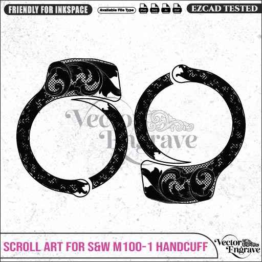 Vector S&W M100-1 Scroll Art Engraving Design SVG | Laser Vector Engrave File | Ai | Svg | Dxf | Png