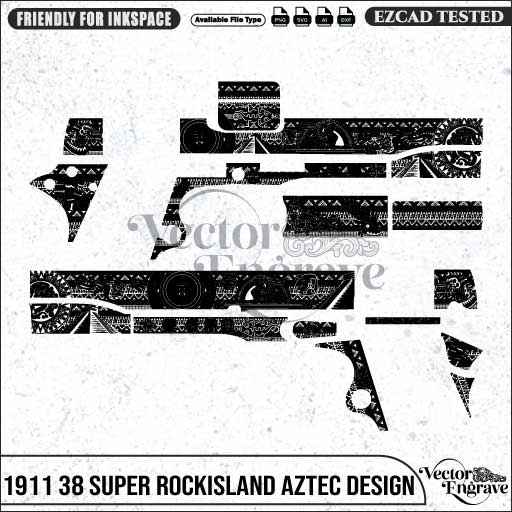 Vector RockIsland1911.38 Super AZTEC  Engraving Design SVG | Laser Vector Engrave File | Ai | Svg | Dxf | Png