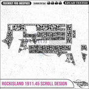 Vector RockIsland1911.45 Scroll Engraving Design SVG | Laser Vector Engrave File | Ai | Svg | Dxf | Png