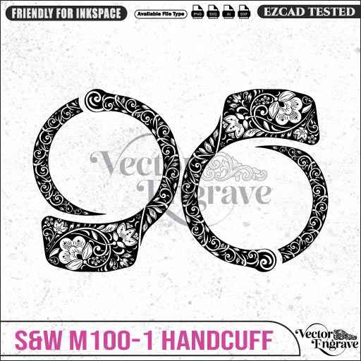 Vector S&W M100-1 Scroll Art Engraving Design SVG | Laser Vector Engrave File | Ai | Svg | Dxf | Png