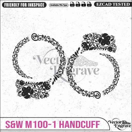 Vector S&W M100-1 Scroll Art Engraving Design SVG | Laser Vector Engrave File | Ai | Svg | Dxf | Png