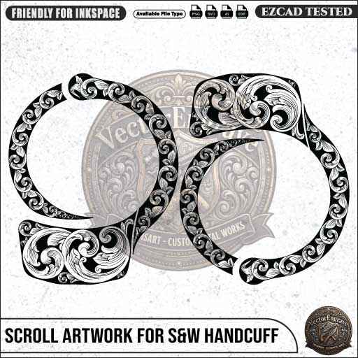 Vector S&W M100-1 Scroll Art Engraving Design SVG | Laser Vector Engrave File | Ai | Svg | Dxf | Png