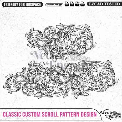 VectorEngrave Classic Scroll Pattern Design Ai8, SVG, PNG, DXF | Seamless Floral Ornament for Laser Engraving, CNC Router, Wood & Metal Art - Vector EngravePersonalised Laser Engraved Gifts & Custom Keepsakes | VectorEngrave