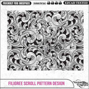 Vector Filigree Scroll Pattern Design Ai8, SVG, PNG, DXF | Seamless Floral Ornament for Laser Engraving, CNC Router, Wood & Metal Art - Vector EngravePersonalised Laser Engraved Gifts & Custom Keepsakes | VectorEngrave