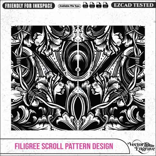 VectorEngrave Barbed Wire with Scroll Pattern Design Ai8, SVG, PNG, DXF | Seamless Floral Ornament for Laser Engraving, CNC Router, Wood & Metal Art - Vector EngravePersonalised Laser Engraved Gifts & Custom Keepsakes | VectorEngrave
