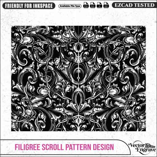 VectorEngrave Barbed Wire with Scroll Pattern Design Ai8, SVG, PNG, DXF | Seamless Floral Ornament for Laser Engraving, CNC Router, Wood & Metal Art - Vector EngravePersonalised Laser Engraved Gifts & Custom Keepsakes | VectorEngrave
