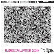 Vector Filigree Scroll Pattern Design Ai8, SVG, PNG, DXF | Seamless Floral Ornament for Laser Engraving, CNC Router, Wood & Metal Art - Vector EngravePersonalised Laser Engraved Gifts & Custom Keepsakes | VectorEngrave